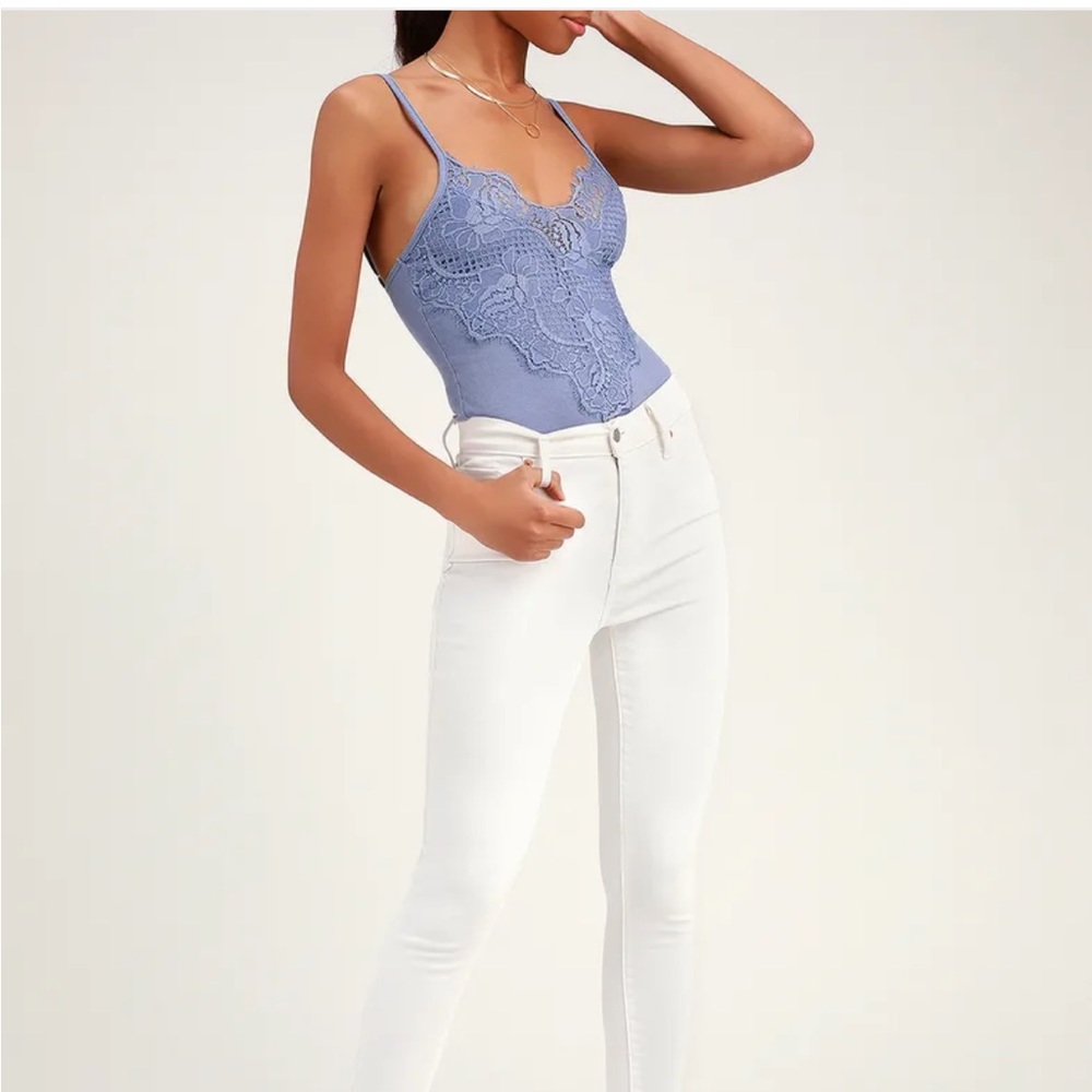 Lulu’s Venus Periwinkle Blue Ribbed Knit Sleeveless Bodysuit